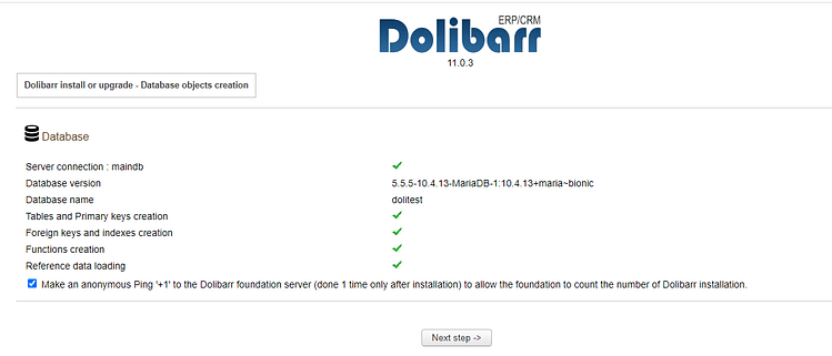 Dolibarr Database Config Checkup