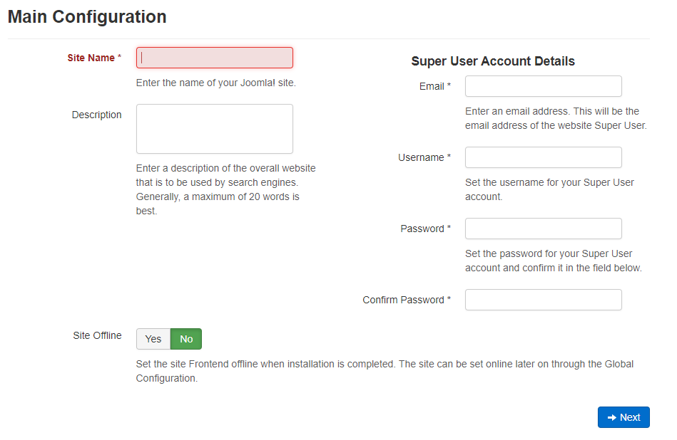 Joomla Site & Admin User Details