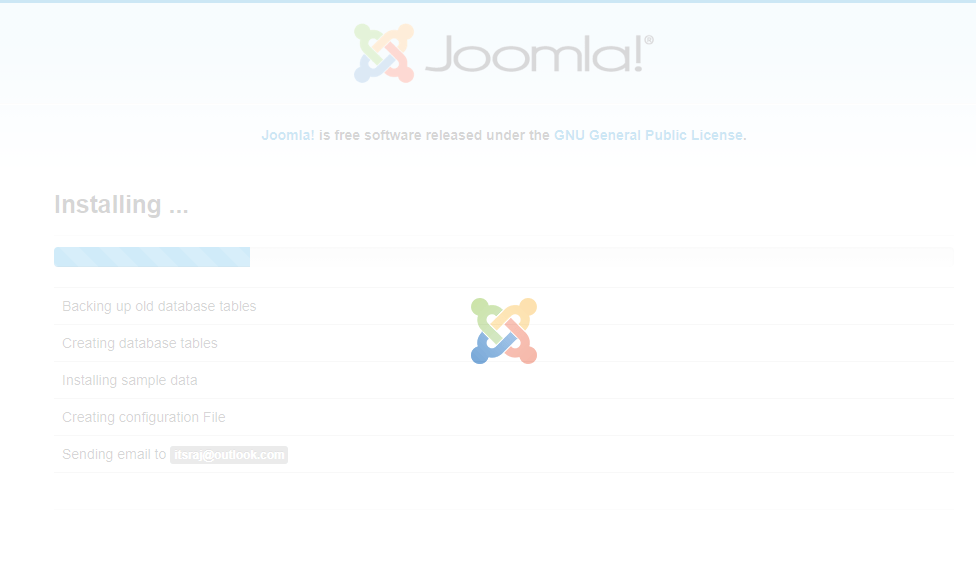 Joomla Installation in Progress