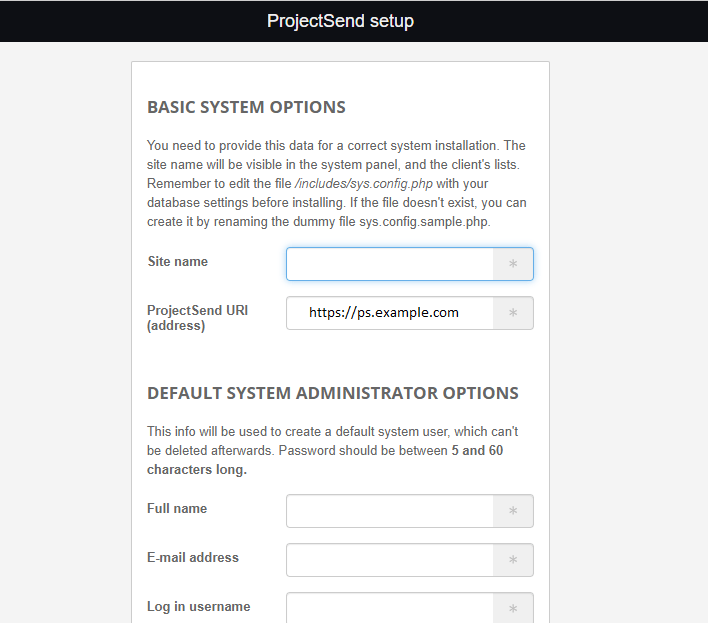 Projectsend Configuration