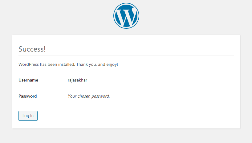 WordPress Installation Success